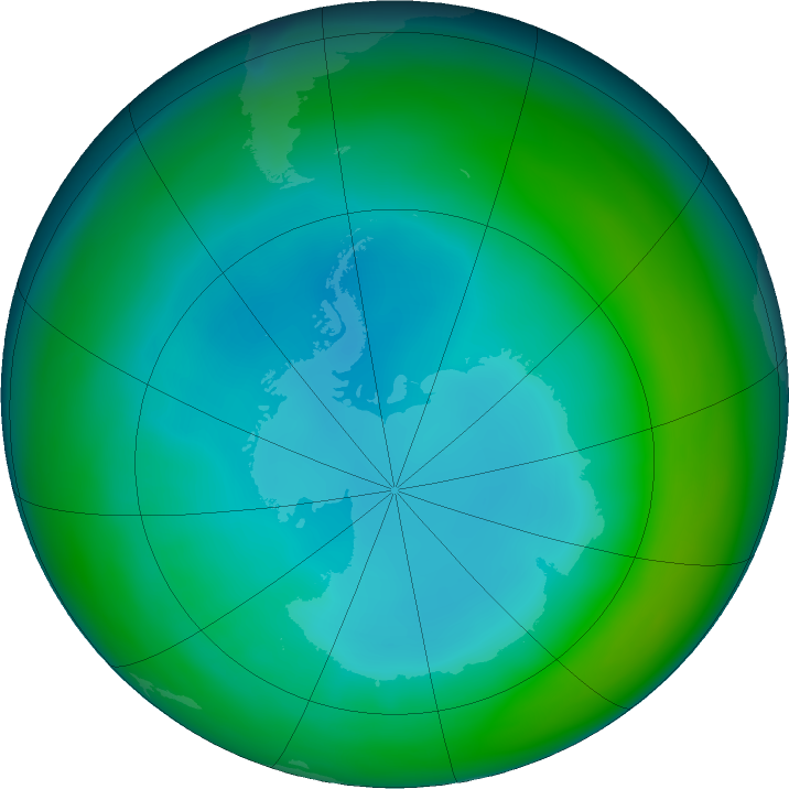 Antarctic ozone map for July 2020